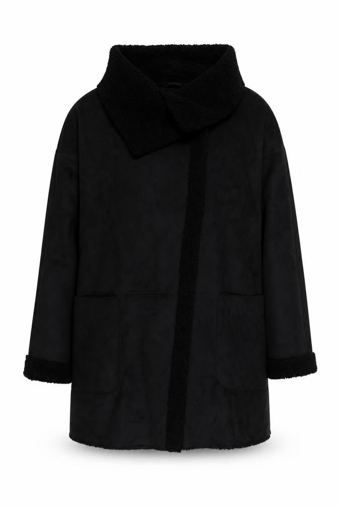 Front view of Centigrade Women's Black XL Coat Relaxed Fit