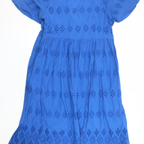 Marks and Spencer Women's Blue A-Line Midi Dress - Size 18