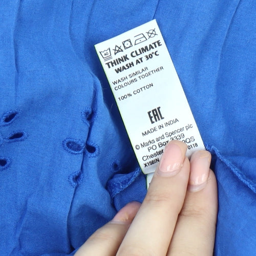 Marks and Spencer Women's Blue A-Line Midi Dress - Size 18