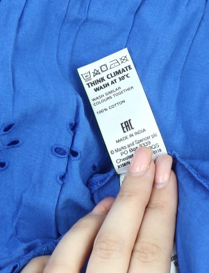 Marks and Spencer Women's Blue A-Line Midi Dress - Size 18
