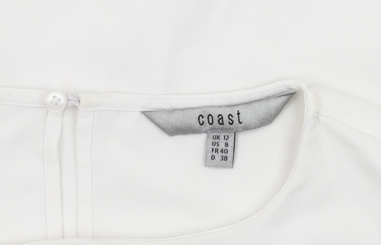 Coast Ivory Sleeveless Blouse with Ruffle Detail