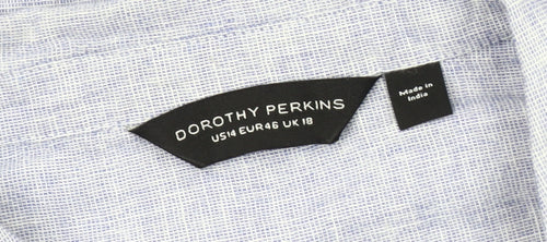 Dorothy Perkins Women's Blue Button-Up Shirt Size 18
