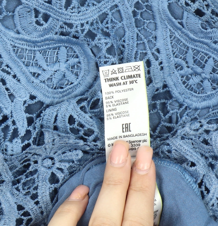 Marks and Spencer Women's Blue Lace Blouse UK 14