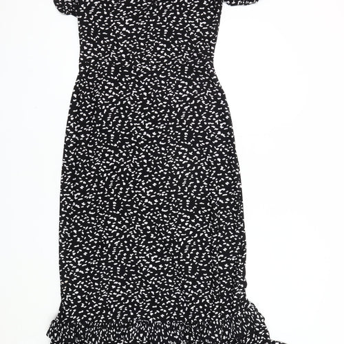 Next Women's Black Animal Print Fit & Flare Dress Size 10 Tall