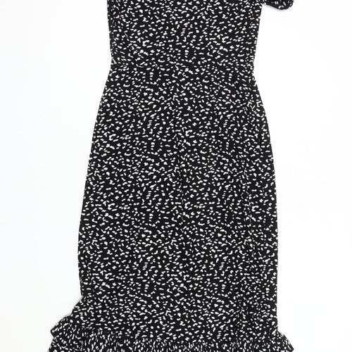 Next Women's Black Animal Print Fit & Flare Dress Size 10 Tall