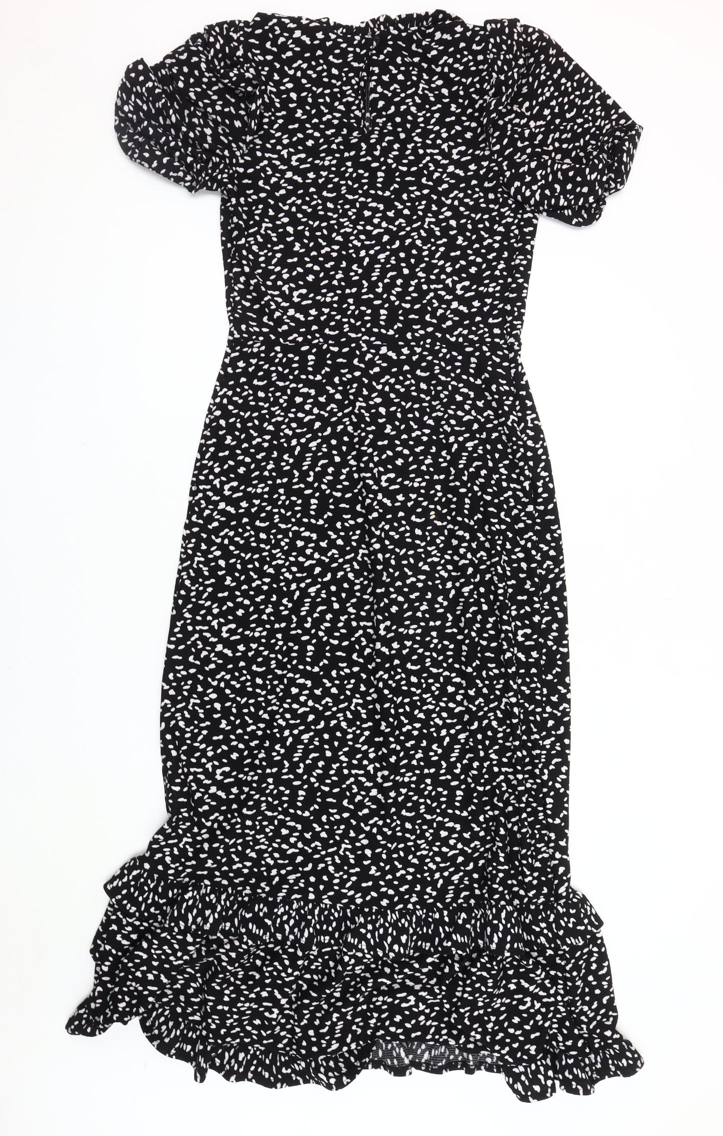 Next Women's Black Animal Print Fit & Flare Dress Size 10 Tall