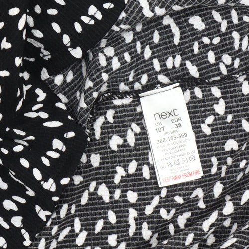 Next Women's Black Animal Print Fit & Flare Dress Size 10 Tall