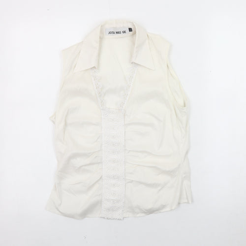 Jota Mas Ge Ivory Blouse, Women, Size 4, Lace Accents
