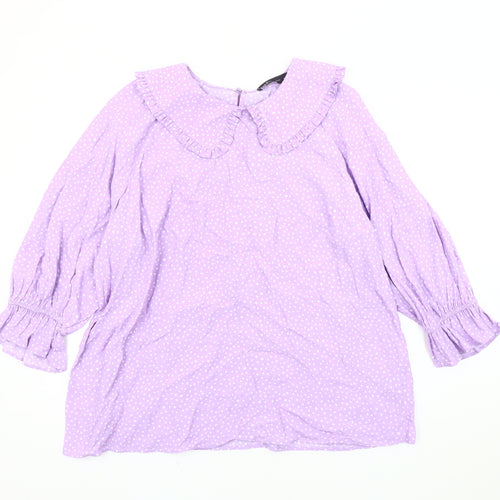 Marks and Spencer Women's Purple Polka Dot Top Size 16