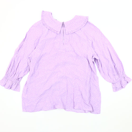 Marks and Spencer Women's Purple Polka Dot Top Size 16