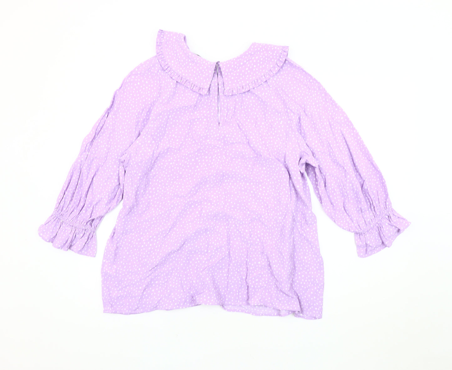 Marks and Spencer Women's Purple Polka Dot Top Size 16