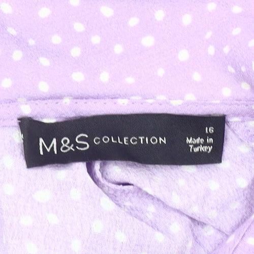 Marks and Spencer Women's Purple Polka Dot Top Size 16