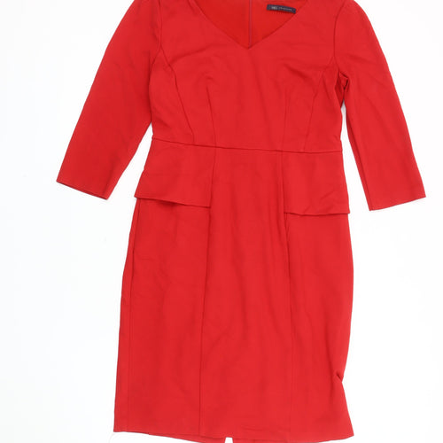 Marks and Spencer Red Women's V-Neck Sheath Dress UK 12