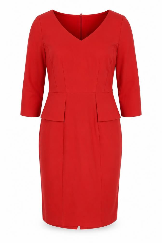 Marks and Spencer Red Women's V-Neck Sheath Dress UK 12