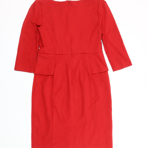 Marks and Spencer Red Women's V-Neck Sheath Dress UK 12