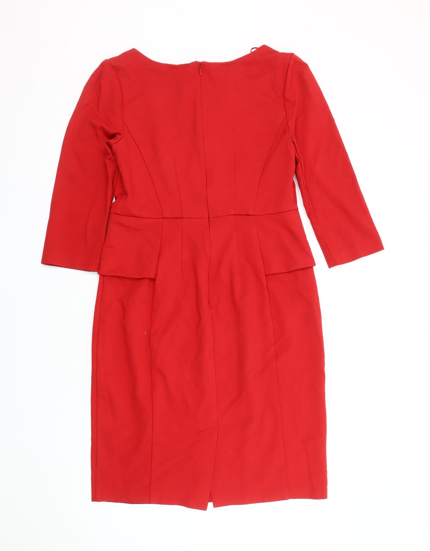 Marks and Spencer Red Women's V-Neck Sheath Dress UK 12