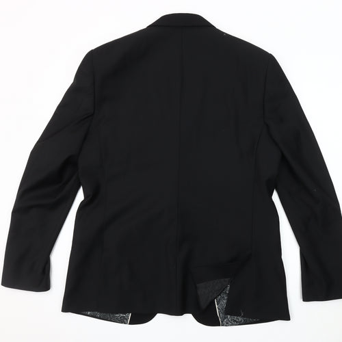 River Island Men's Black Blazer 44 Formal Shawl Lapel