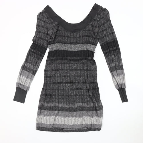 Oasis Women's Black Striped Knit Dress Size S