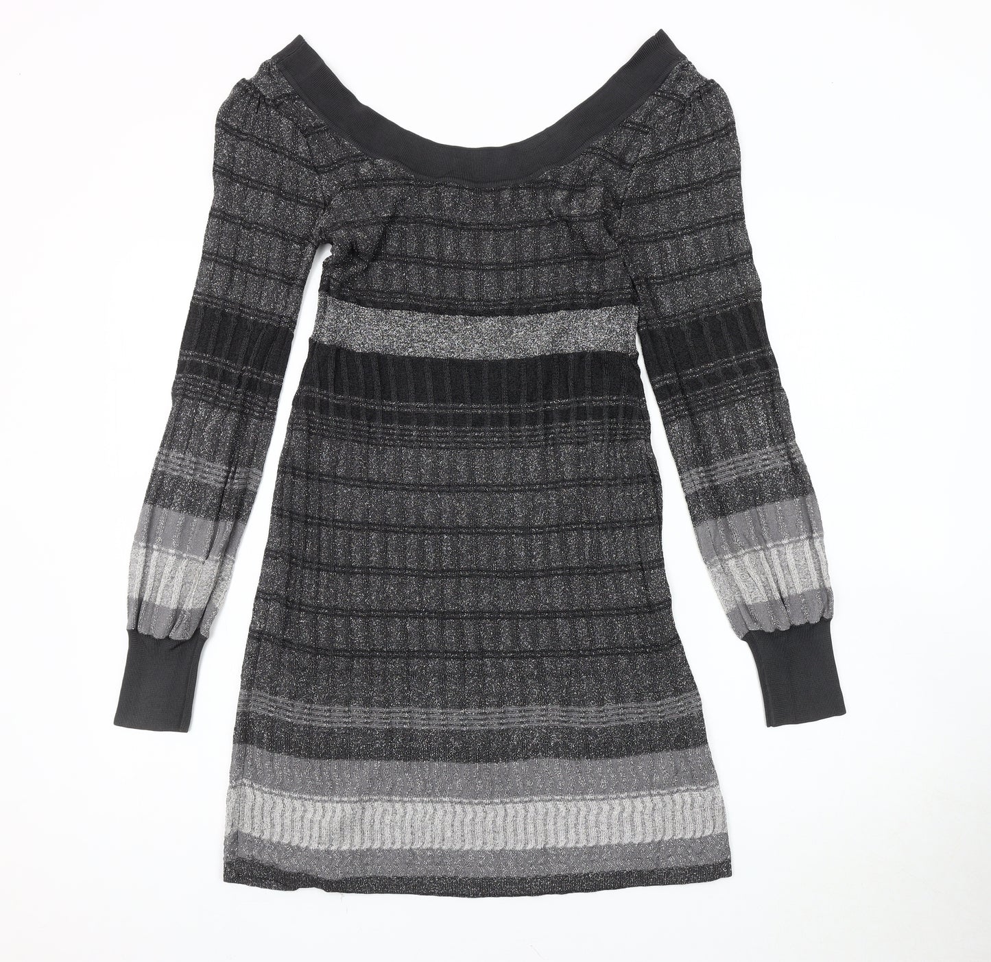 Oasis Women's Black Striped Knit Dress Size S