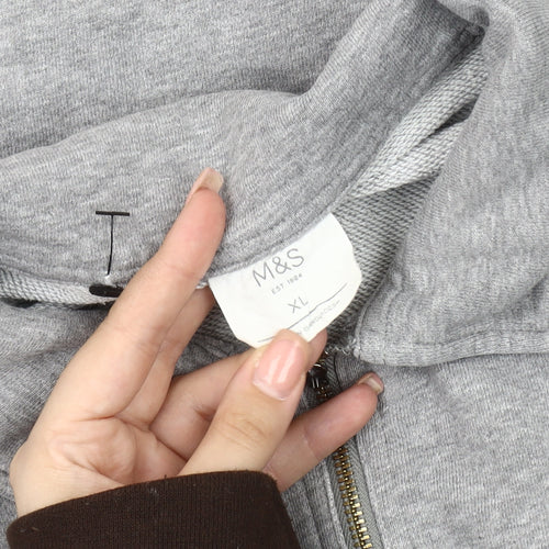 Marks and Spencer Men's Grey XL Collared 1/4 Zip Top