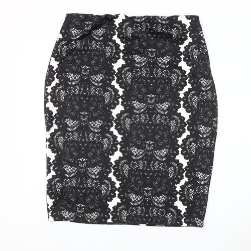 Izabel London Women's Black Floral Pencil Skirt Size 16