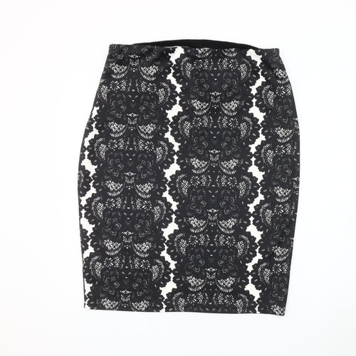 Izabel London Women's Black Floral Pencil Skirt Size 16