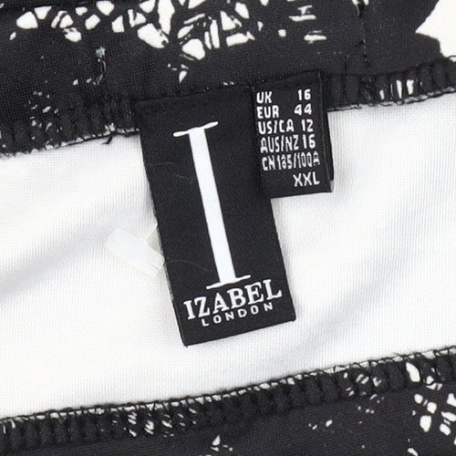 Izabel London Women's Black Floral Pencil Skirt Size 16