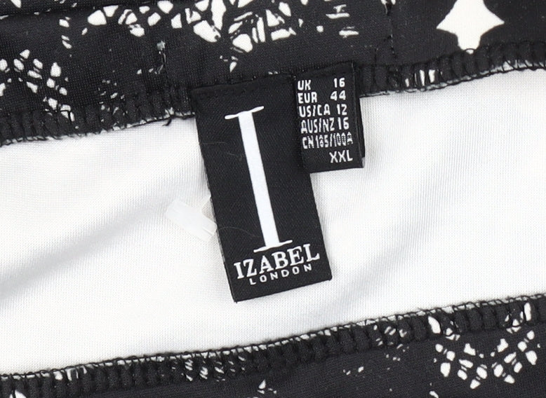 Izabel London Women's Black Floral Pencil Skirt Size 16