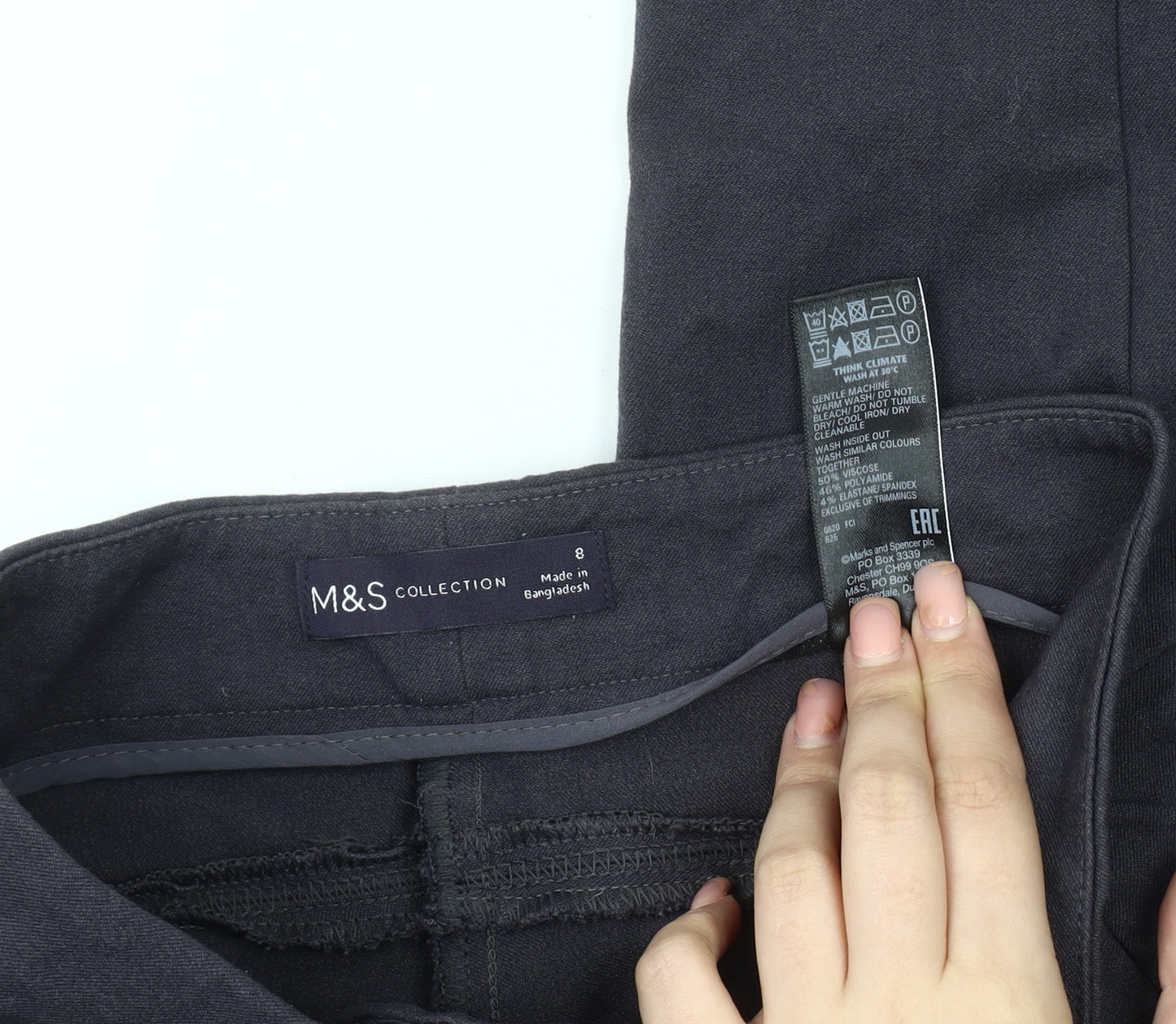 Marks and Spencer Women's Grey Skinny Trousers Size 8