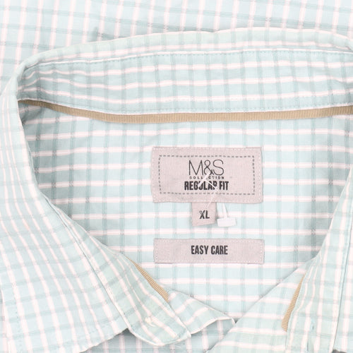 Marks and Spencer Men's Green XL Check Shirt