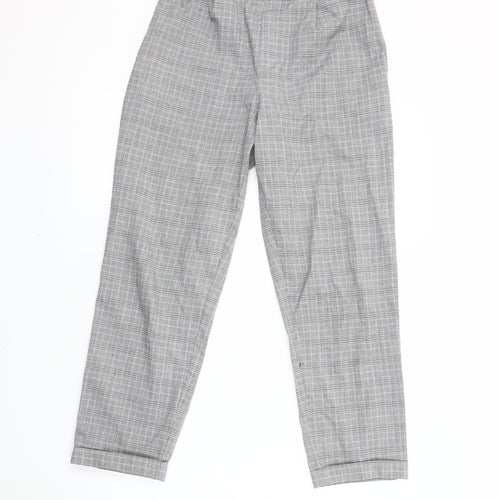 Pull&Bear Women's Grey Check Trousers - Size S