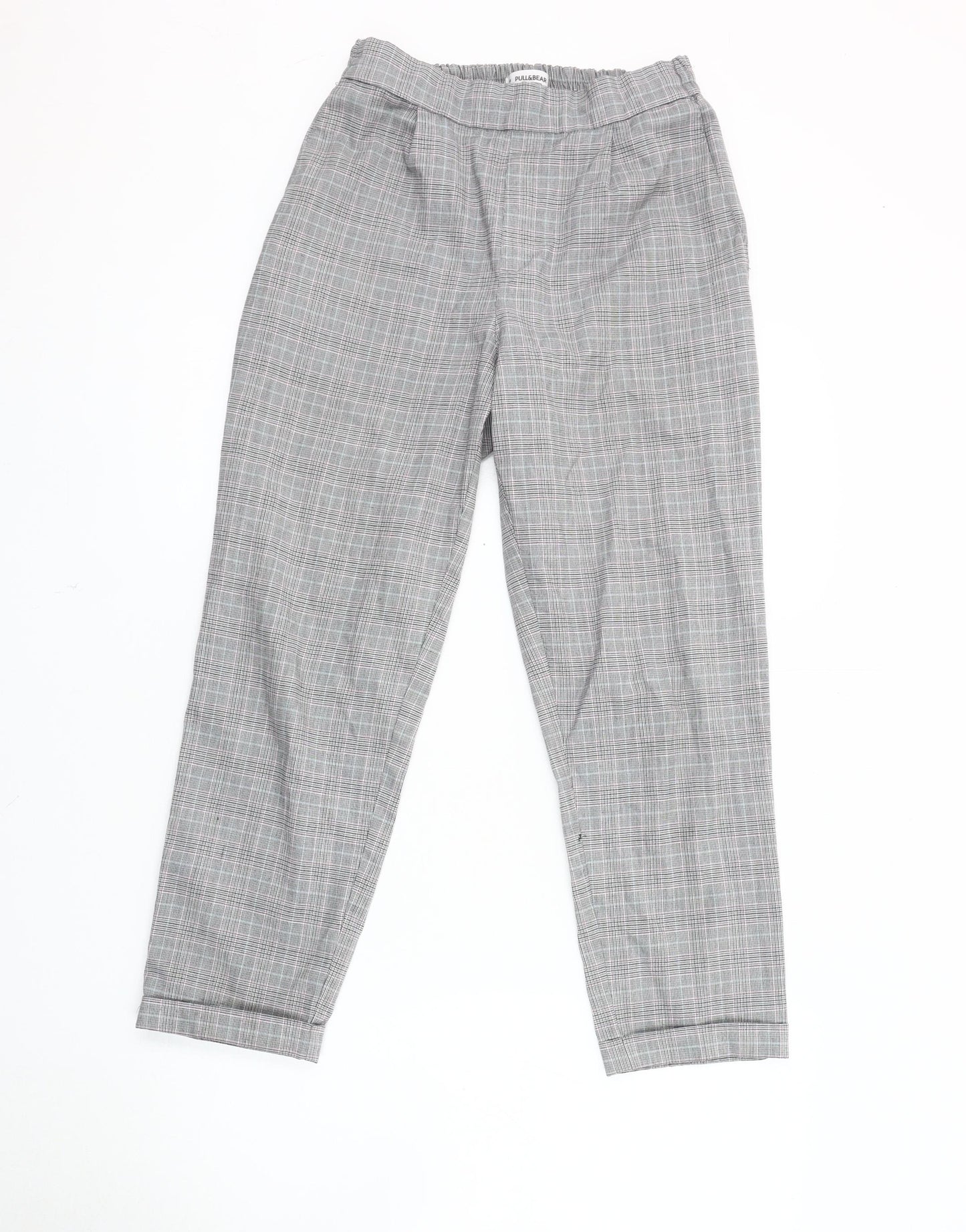 Pull&Bear Women's Grey Check Trousers - Size S
