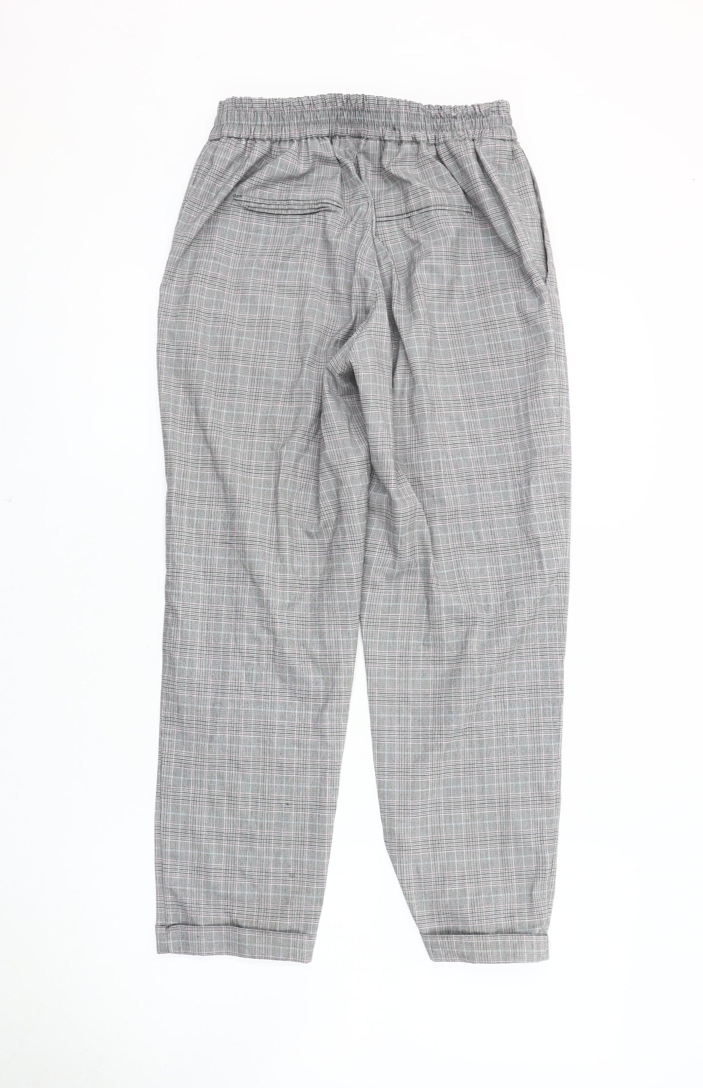 Pull&Bear Women's Grey Check Trousers - Size S