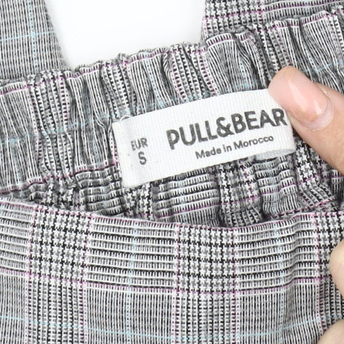 Pull&Bear Women's Grey Check Trousers - Size S
