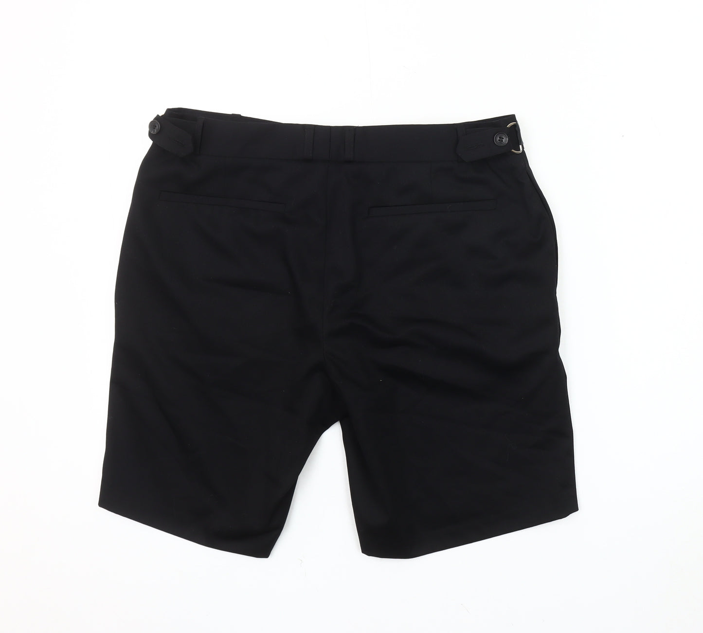 Topman Black Men's Shorts - Size 32, Button Closure