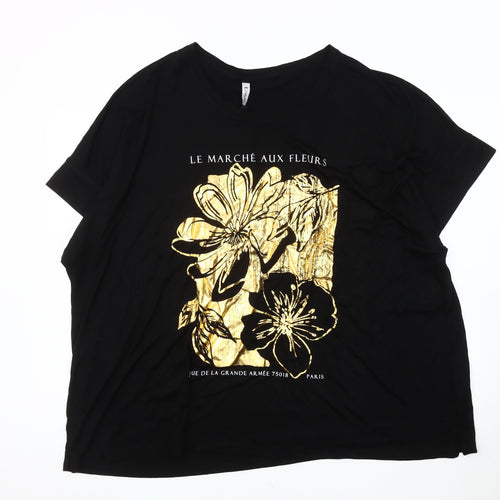 Evans Women's Black Floral T-Shirt Size 26-28 Plus Size
