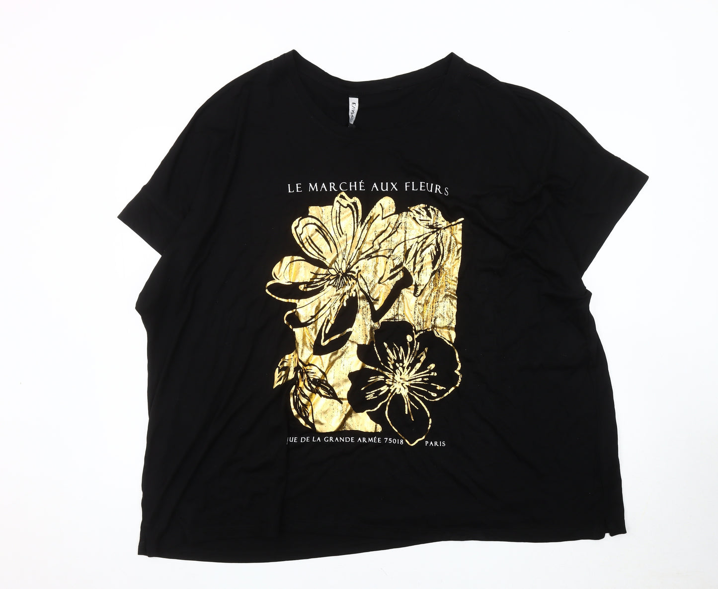 Evans Women's Black Floral T-Shirt Size 26-28 Plus Size