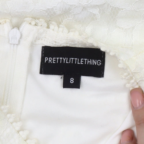 PrettyLittleThing Women Ivory Lace Dress Size 8