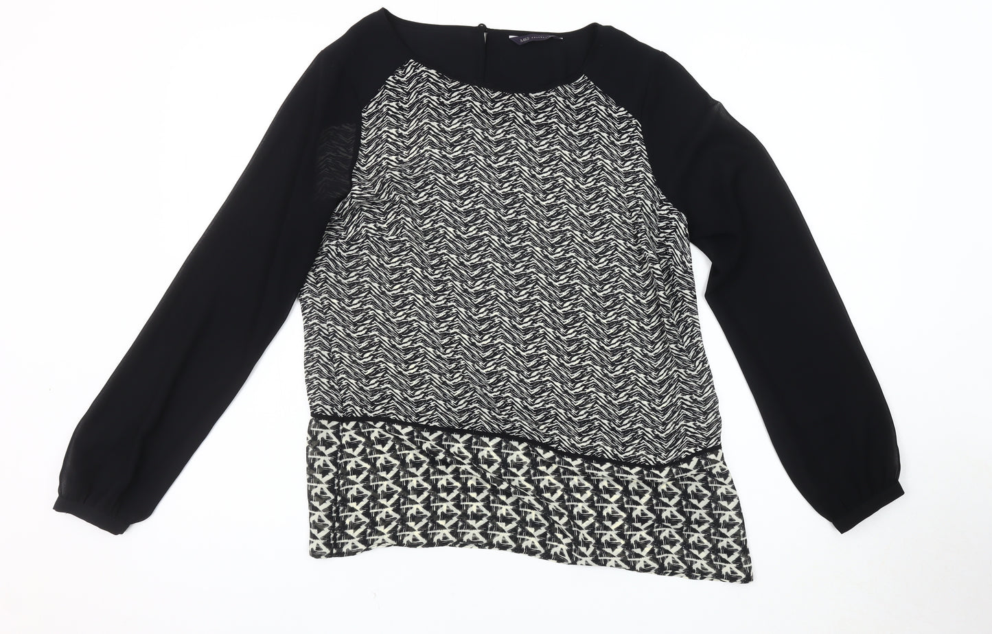 Marks and Spencer Women's Black Animal Print Blouse Size 10