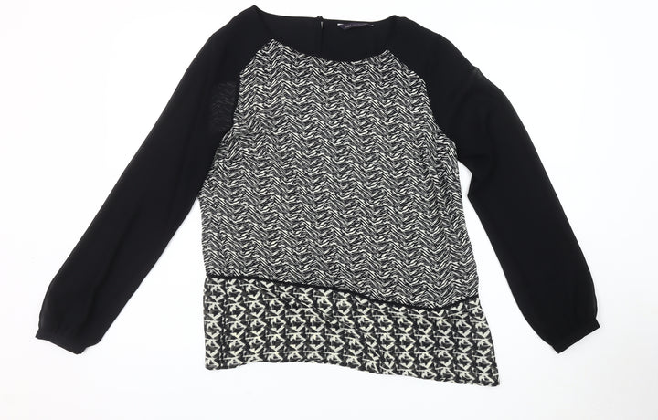 Marks and Spencer Women's Black Animal Print Blouse Size 10