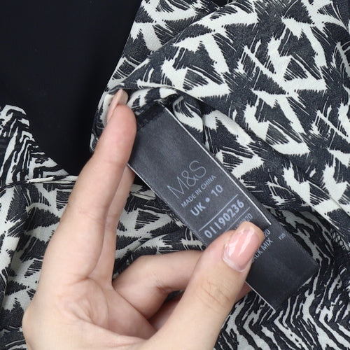 Marks and Spencer Women's Black Animal Print Blouse Size 10