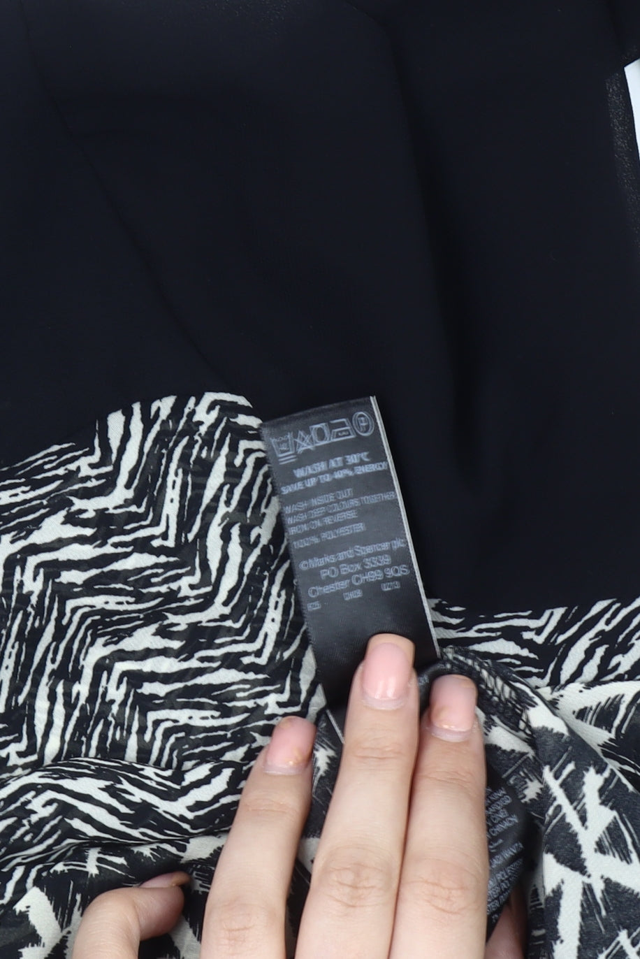 Marks and Spencer Women's Black Animal Print Blouse Size 10