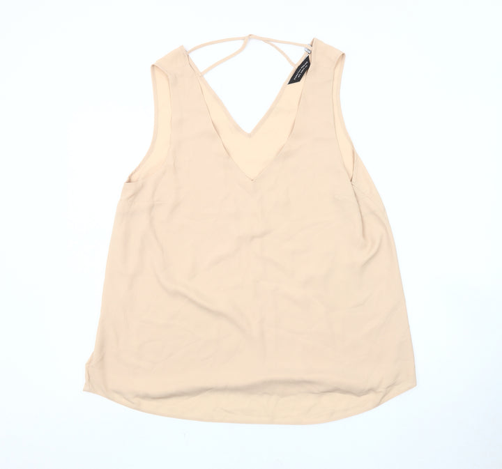Dorothy Perkins Women's Beige V-Neck Tank Top Size 16