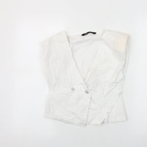 Zara Women's White Sleeveless Suit Top, Size 8