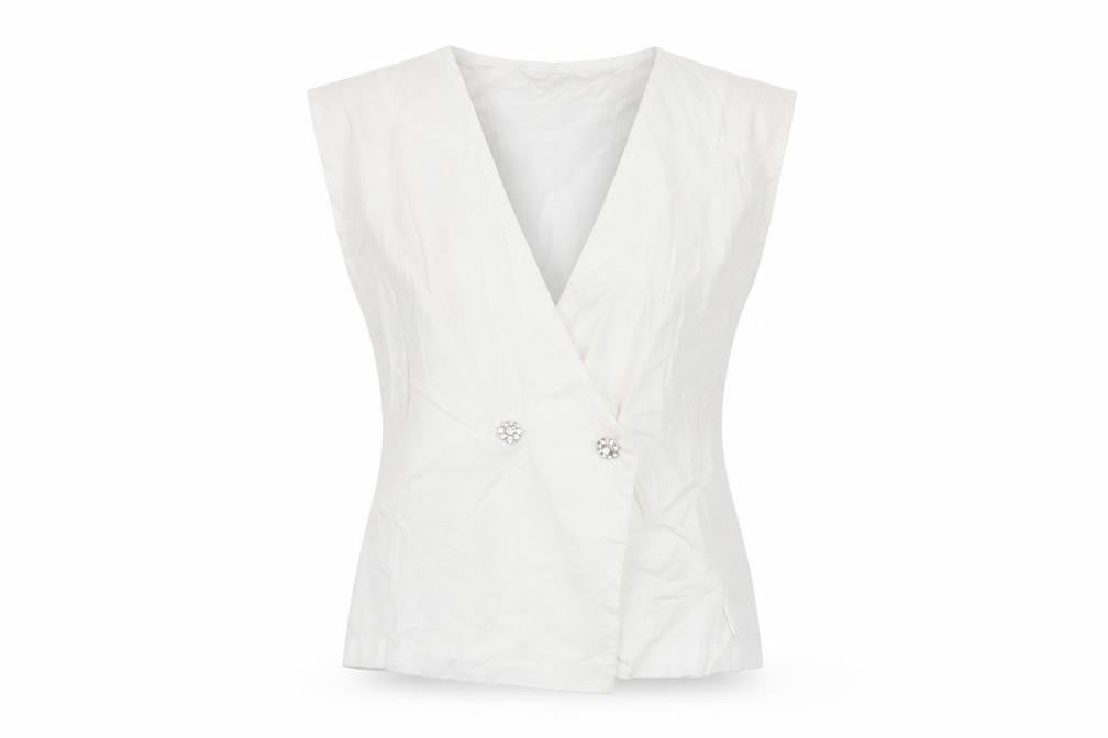 Front view of Zara Women's White Sleeveless Suit Top, size 8