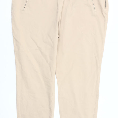 Marks and Spencer Women's Beige Zip Trousers - Size 20