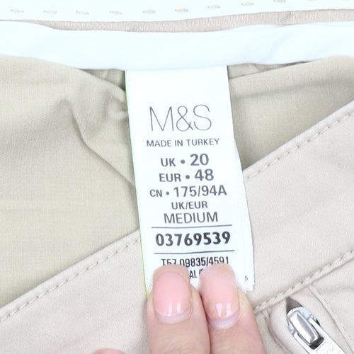 Marks and Spencer Women's Beige Zip Trousers - Size 20