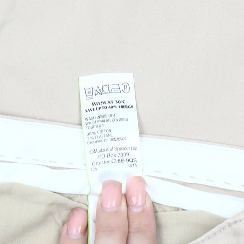 Marks and Spencer Women's Beige Zip Trousers - Size 20