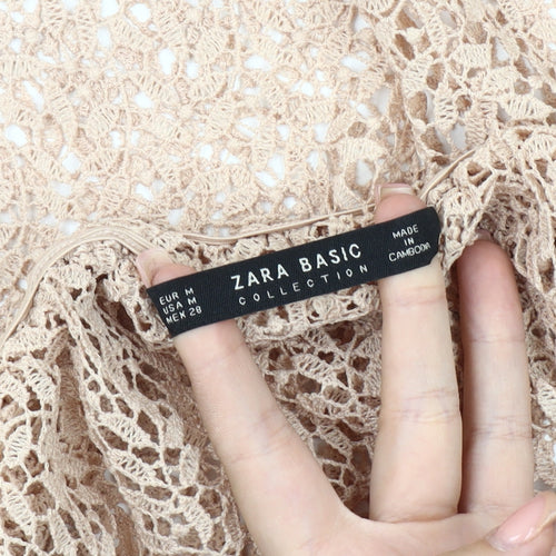 Zara Women's Beige Crochet Off Shoulder Blouse M