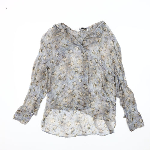 Zara Women's Blue Floral Tunic Blouse Size S